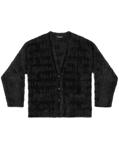 Balenciaga Cardigan à logo en jacquard - Noir