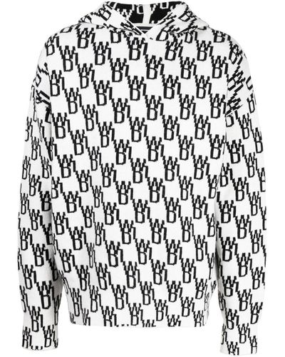 we11done Monogram Knitted Hoodie - White