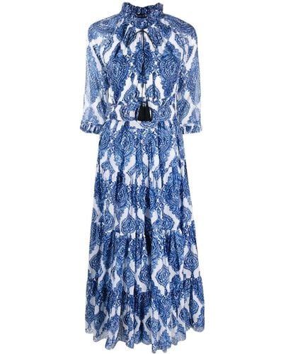 Samantha Sung Eden Printed Maxi Dress - Blue