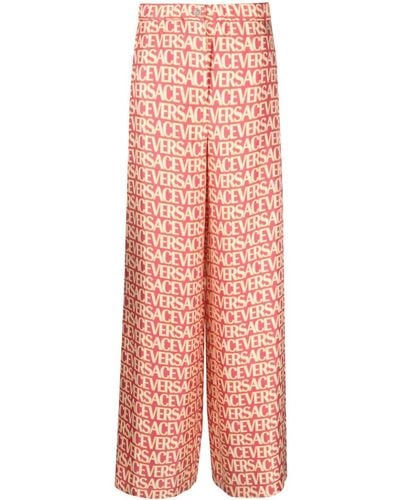 Versace Pantalon Allover en soie - Rose