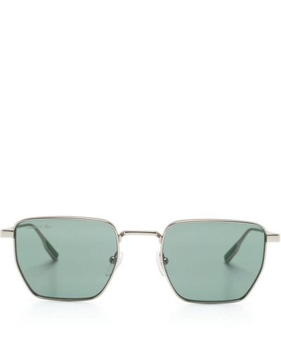 Lacoste Logo-engraved Geometric-frame Sunglasses - Green
