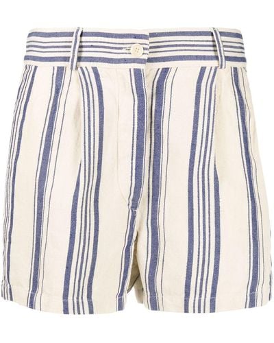 Aspesi Stripe-print High-waisted Shorts - Natural