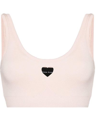 Simone Rocha Cut-out Heart Knitted Top - Pink