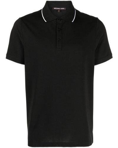 Michael Kors Logo-embroidered Cotton Blend Polo Shirt - Black