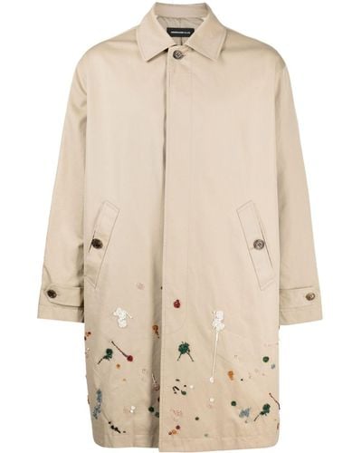 Undercover Paint Splatter-detail Single-breasted Coat - Natural