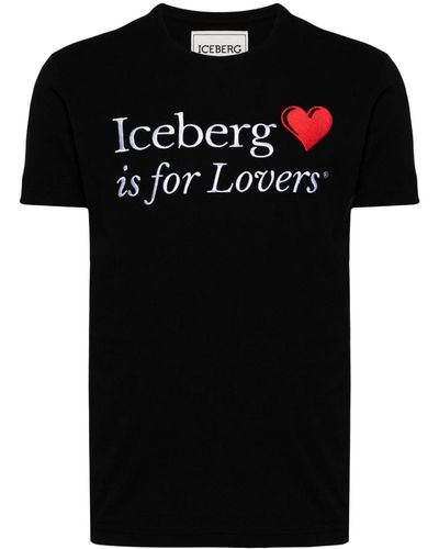 Iceberg T-shirt en coton à slogan imprimé - Noir