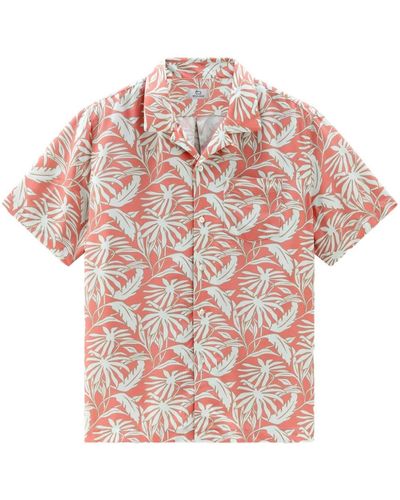 Woolrich Tropical-print Bowling Overshirt - Pink
