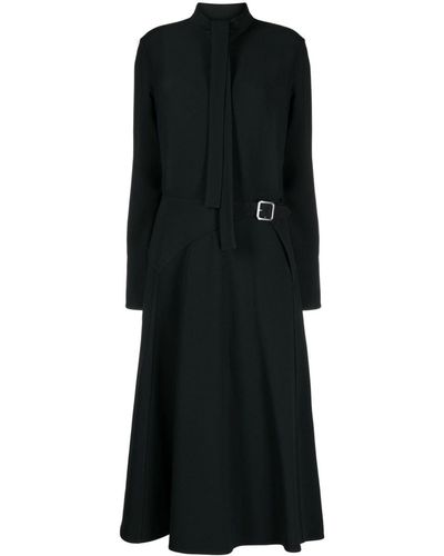 Jil Sander Tie-neck Belted Midi Shirtdress - Black