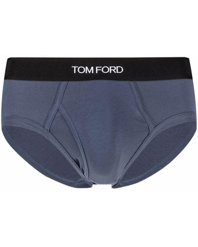 Tom Ford Logo Cotton Briefs - Blue