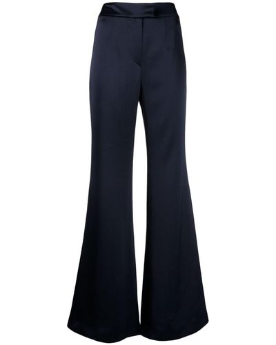 Galvan London Pantalon évasé Julianne à fini satiné - Bleu