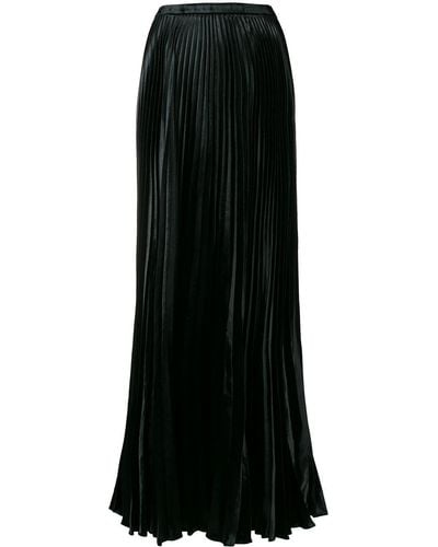 Saint Laurent Pleated Silk-blend Maxi Skirt - Black