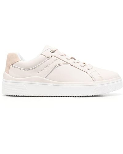 Tommy Hilfiger Round-toe Leather Sneakers - White