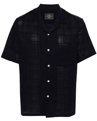 Portuguese Flannel Textured-finish Camp-collar Shirt - Black