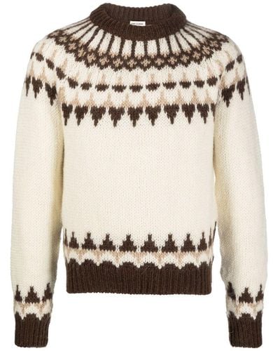 Saint Laurent Fair Isle Wool-blend Sweater - Natural