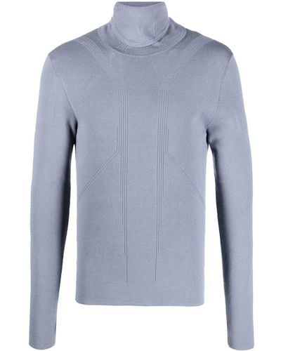 A BETTER MISTAKE Panelled-knit Roll Neck Sweater - Blue