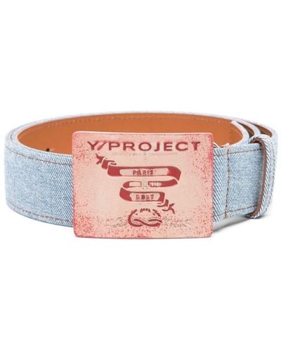 Y. Project Logo-buckle Denim Belt - Pink