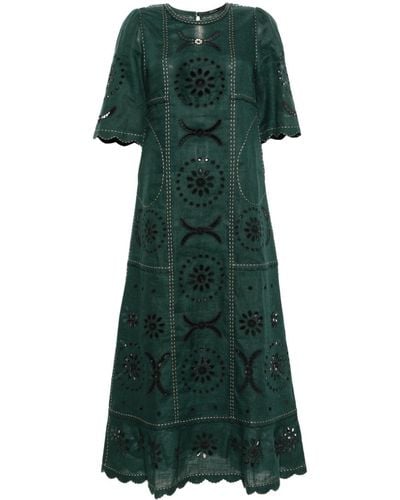 Vita Kin Dalida Maxi-jurk Met Gewelfd Detail - Groen