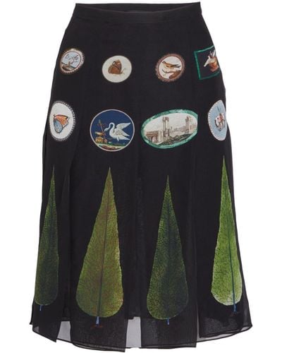 Giambattista Valli Patch-embellished Silk Midi Skirt - Black