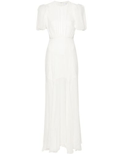 De La Vali Aqua Silk Maxi Dress - White