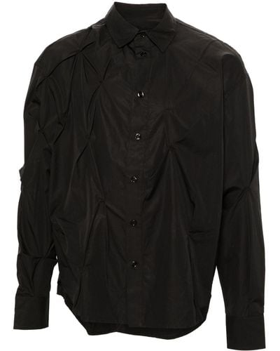 Kusikohc Pinched-detail Poplin Shirt - Black