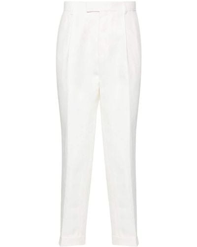 BOSS Tapered-leg linen trousers - Blanco