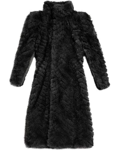 Balenciaga Faux-fur Coat - Black