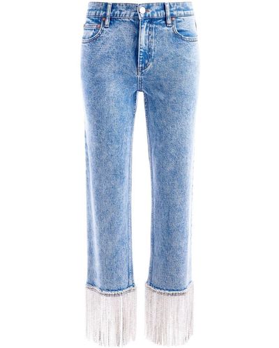Alice + Olivia Jeans crop con decorazione di cristalli - Blu