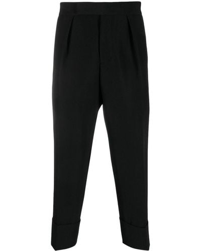 SAPIO Pleat-detail Wool-cotton Tailored Pants - Black