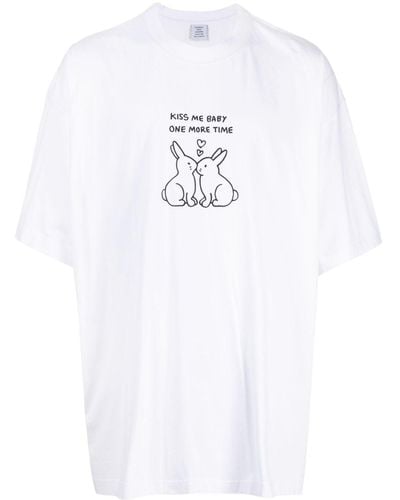 Vetements Camiseta Kissing Bunnies con cuello redondo - Blanco