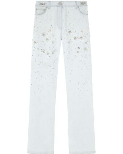 Versace Embellished Straight-leg Jeans - White
