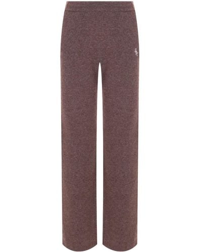 Sporty & Rich Logo-embroidered Cashmere Track Trousers - Purple