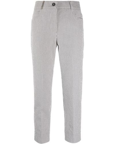 Peserico Pantalon en coton à fines rayures - Gris