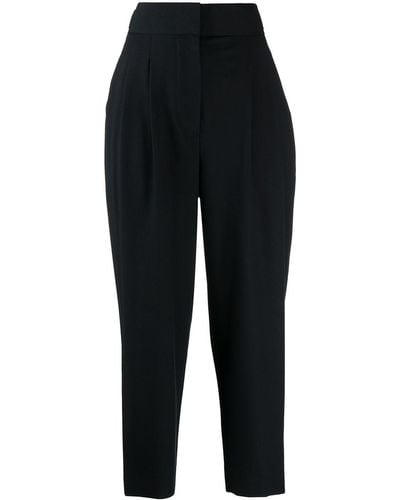 GOODIOUS Pleated Tapered-leg Trousers - Black