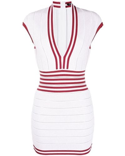 Balmain Ribbed-knit Bodycon Dress - White