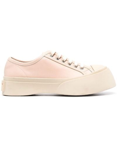 Marni Women Laced Up Pablo Smooth Calf Leather Trainers - Pink