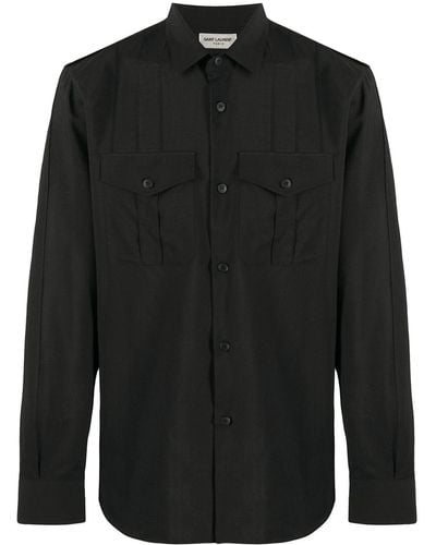 Saint Laurent Wool Military Shirt - Black