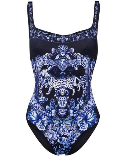 Camilla Delft Dynasty Graphic-print Swimsuit - Blue