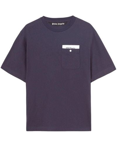 Palm Angels T-shirt Sartorial Tape en coton - Bleu
