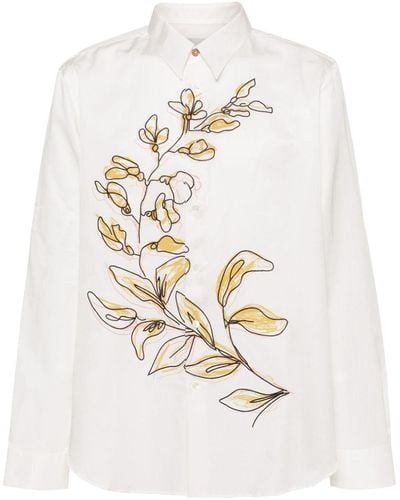 Paul Smith Laurel-print Embroidered Shirt - White