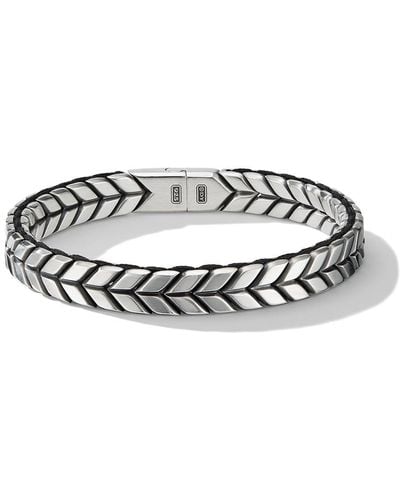 David Yurman Sterling Silver Chevron Woven Bracelet - Metallic