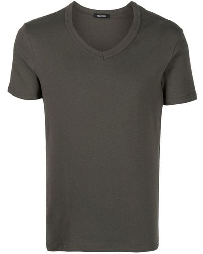 Tom Ford V-neck Short-sleeve T-shirt - Gray