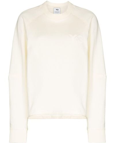 Y-3 Tonal Logo Cotton Sweatshirt - White