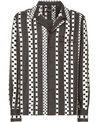 Dolce & Gabbana Polka Dot-print Silk Shirt - Black