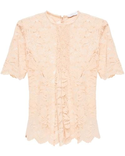 Rabanne Corded-lace T-shirt - Natural