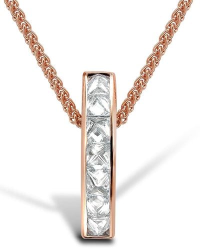 Pragnell 18kt Rose Gold Rockchic Diamond Bar Pendant Necklace - White