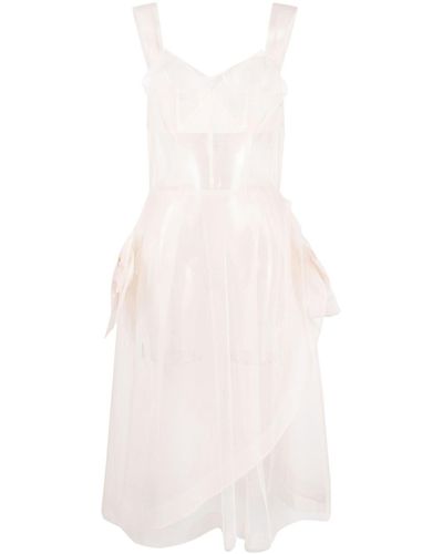 Maison Margiela Bow-detail Tulle Midi Dress - White
