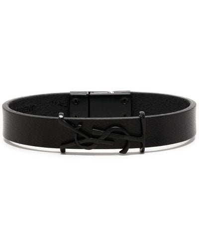 Saint Laurent Calf-leather Braided Bracelet - Black