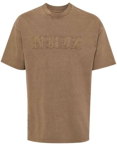 Izzue T-Shirt mit Logo-Applikation - Braun