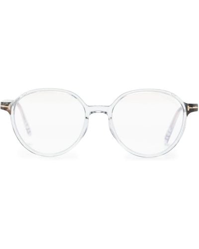 Tom Ford Transparente TF5910B Brille mit rundem Gestell - Weiß