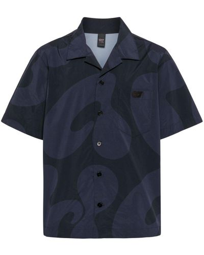Alpha Tauri Abstract-print Bowling Shirt - Blue
